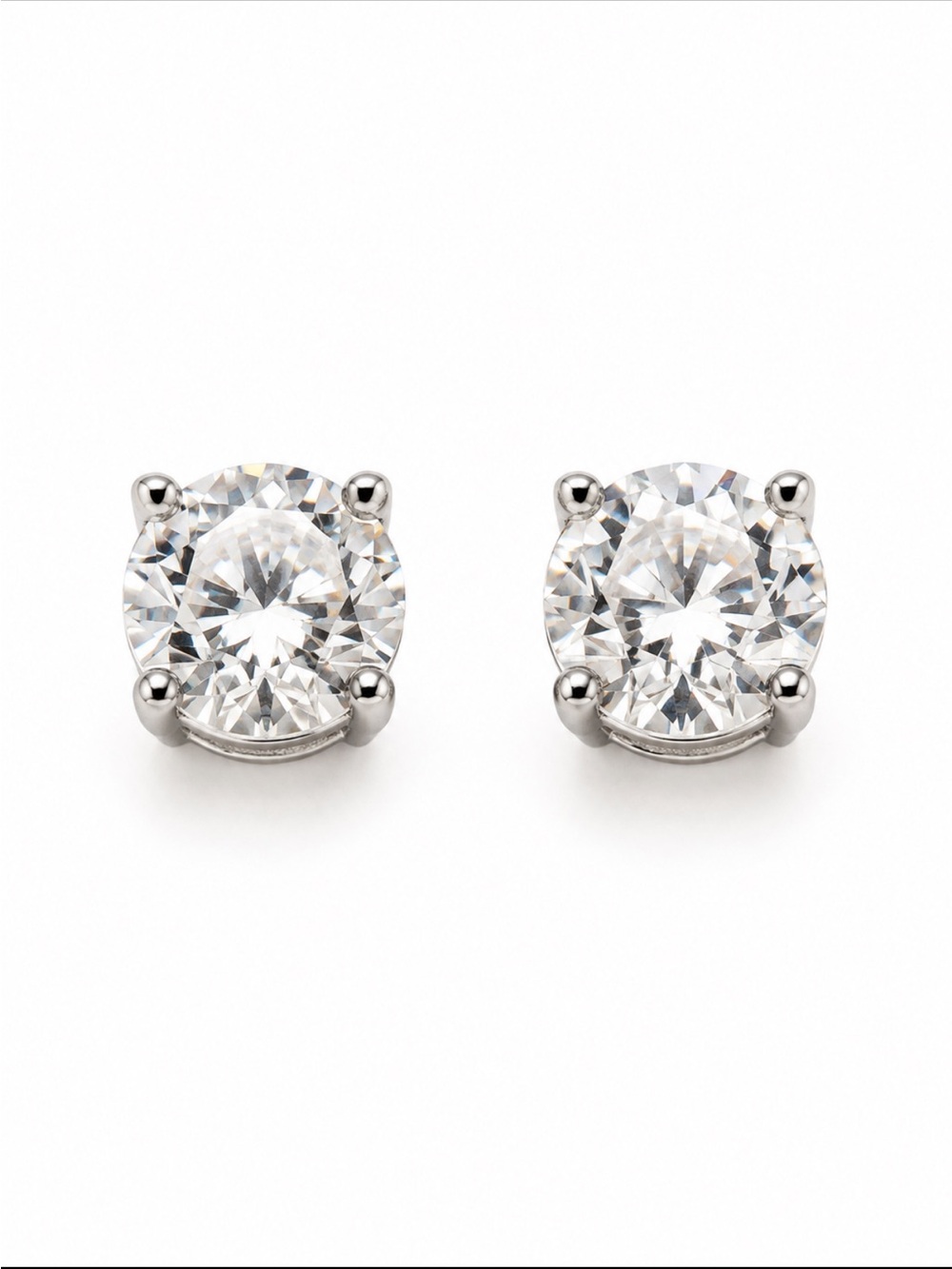 925 Silver 3 CTW Moissanite Crystal Stud Screwback Earrings in Silver NWT